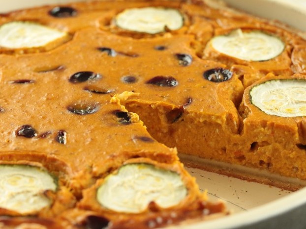 Quiche z tekvíc s kozím syrom a červeným hroznom